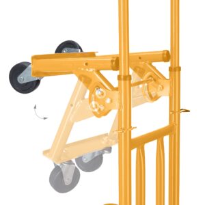 Relaxdays Stair Climbing Hand Truck, Folding Cart, up to 50/150 kg, Solid Rubber Tyres, Height Adjustable, Yellow, 124 x 54 x 77 cm