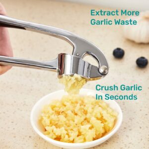 HiramWare Garlic Press, Premium Rust Proof Kitchen Garlic Mincer Crusher Squeezer with Ergonomic handle, Ginger Crusher with Good Grip, Easy to Clean, Dishwasher Safe