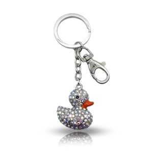 Rubber Ducky Keychain Bling Bag Charm Happy Rubber Duck Rhinestone Crystal Purse Charm (AB Color)