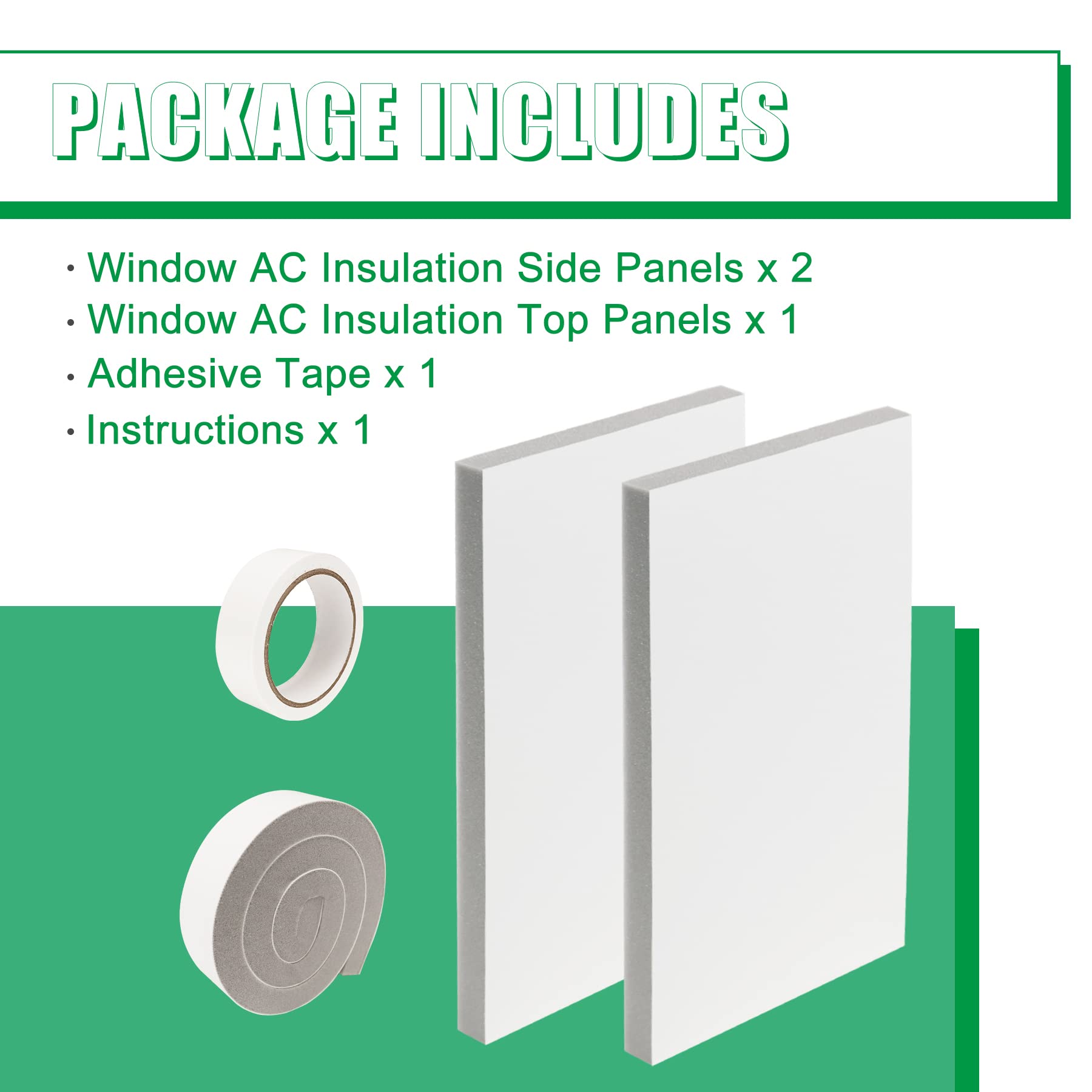 Forestchill Window Air Conditioner Side Insulated Foam Panel, Surround Insulation Panels Cover with Foam Seal Strip for Indoor Window AC Unit for Summer and Winter