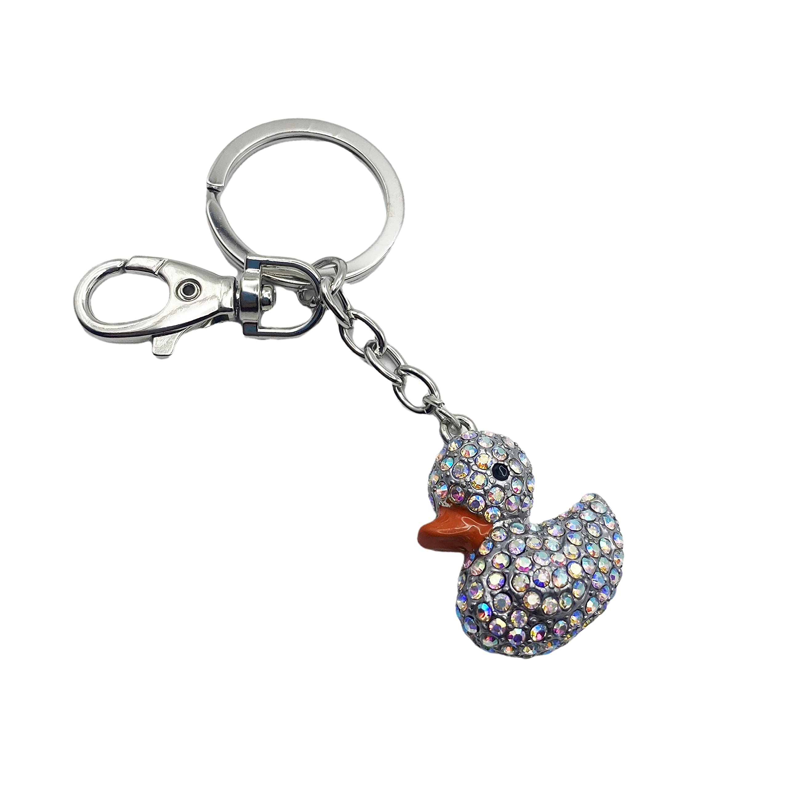 Rubber Ducky Keychain Bling Bag Charm Happy Rubber Duck Rhinestone Crystal Purse Charm (AB Color)