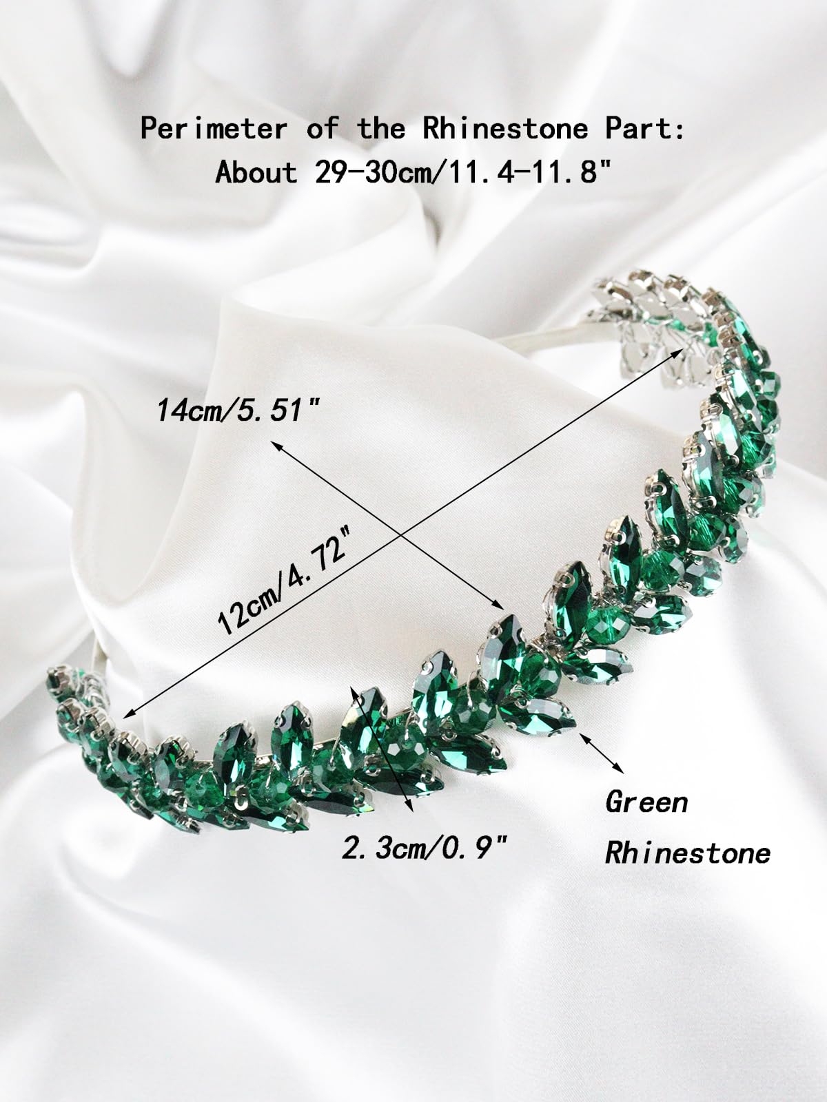 Brihasory Green Rhinestone Headband Wedding Hair Accessories for Brides Tiaras for Women and Girls Goddess Costume Hair Decoration Party Prom Bridesmaid Gifts