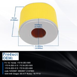 AWSZH 17210-ZE3-010 17210-ZE3-505 17218-ZE3-505 17210-ZE3-000 Air Filter Replacement for Honda GX390 13HP GX340 11HP Engine Pressure Washer Air Cleaner(2Pcs)