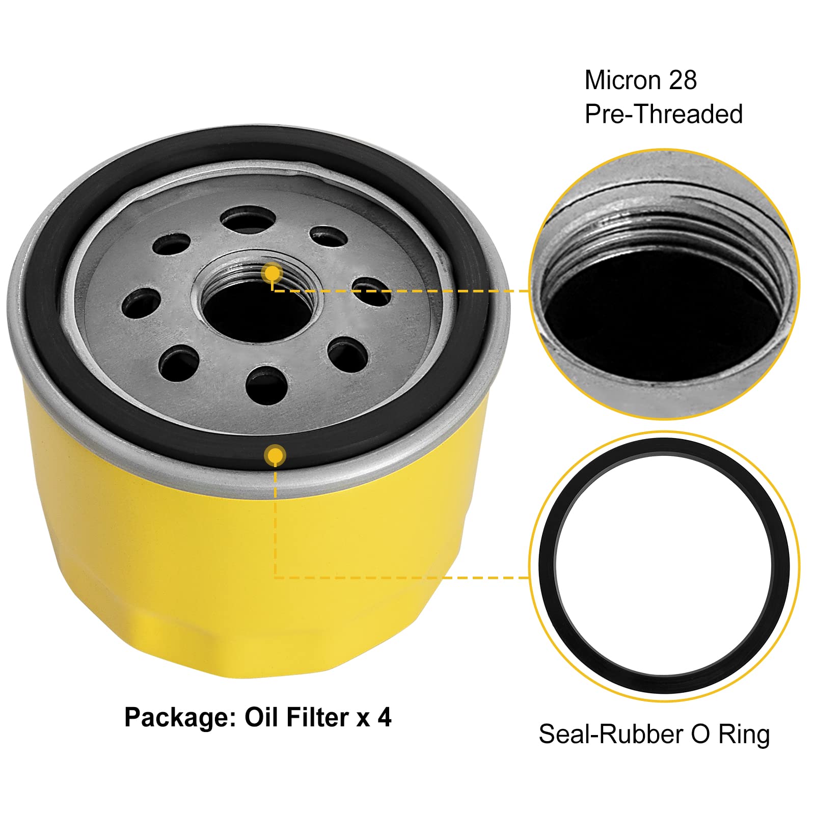 Replacement B&S 492932 Oil Filter Fit for Hu sqvarna JD Engine - Mower Filter Compatible with HU YTH22V46 YTH24V48, John Dee re D130 D105, Craftsman T1000 LT2000 Lawn Tractor, Poulan Cub Cad et Mower