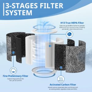 2 Pack HP102 Replacement HP152 Filter Compatible with Shark Air Purifier HP100, HP102PET, HP102PETBL, HP132, HC450, HC451, HC452, HC455, H13 True HEPA For 99.98% Particles Part # HE1FKPET, HE1FKBASMB