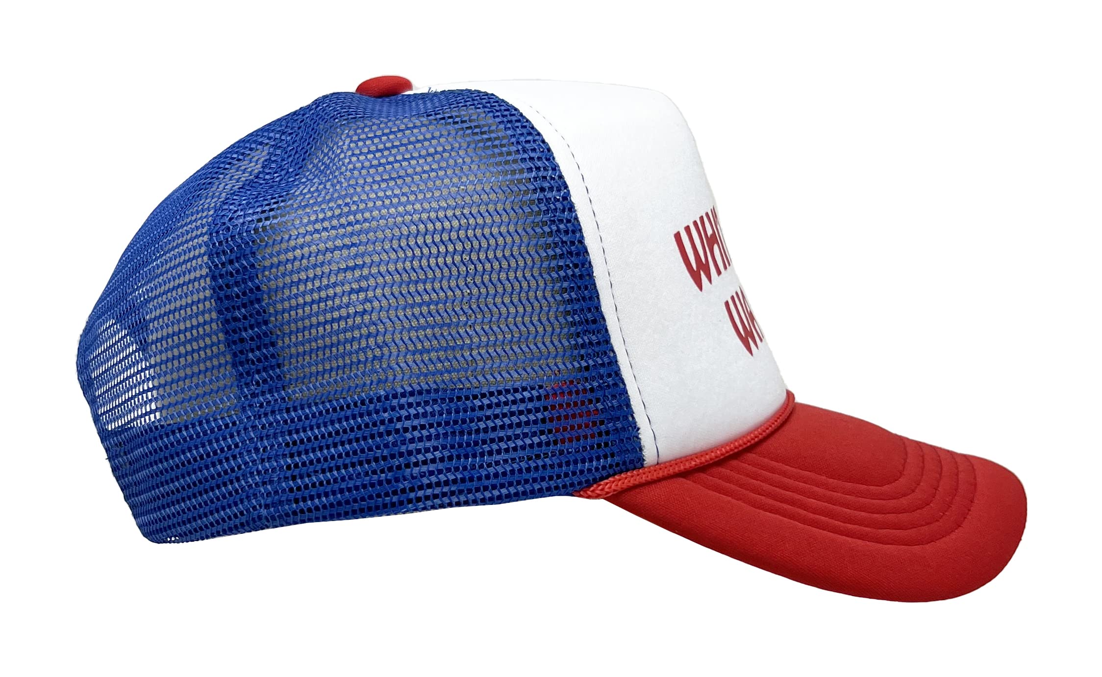 Funky Junque Bridal Snapback Trucker Hat - White Girl Wasted (White/red/Blue)