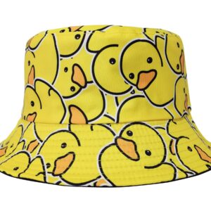 Enodtter Yellow Duck Bucket Hat for Men Women Teen Girl, Packable Reversible Printed Sun Hats, Fisherman Outdoor Summer Travel Beach Caps