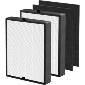 45i true hepa replacement filter compatible with breathesmart flex and 45i air cleaner purifier, 2 hepa filters with 2 carbon pre-filters, b4-pure filter part # b4-fresh / fl40-silver-carbon, 2 pack