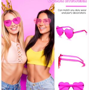 Colzzy 30 Pcs Heart Shaped Rimless Sunglasses Transparent Colorful Frameless Glasses Eyewear Bachelorette Party (Vivid Colors)