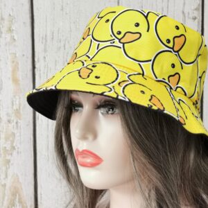 Enodtter Yellow Duck Bucket Hat for Men Women Teen Girl, Packable Reversible Printed Sun Hats, Fisherman Outdoor Summer Travel Beach Caps