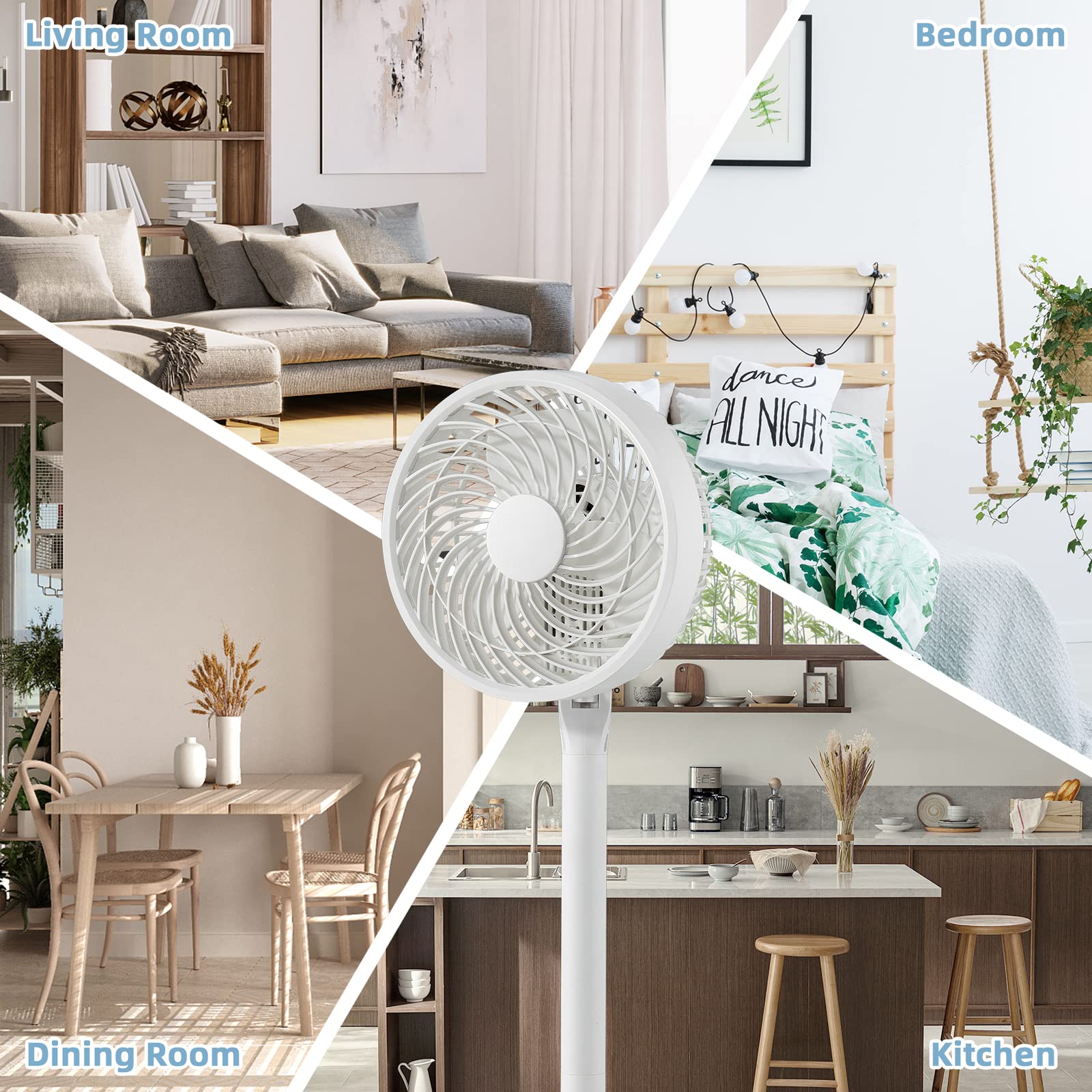 GOFLAME Pedestal Floor Fan with Remote Control, Portable Standing Fan with 85° Oscillation, 100° Tilt, 3 Wind Speeds and 7H Timer, Quiet Cooling Fan for Bedroom Living Room Home Office