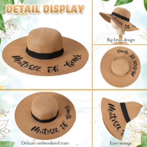 7 Pcs Bride and Bridesmaid Sun Hat Bulk Women Hat Foldable Floppy Sun Hat for Bachelorette Party Gift Honeymoon (Cute Style) White, Beige