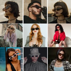 MIDEJACY Rectangle Sunglasses for Women Men Trendy Fashion Retro, 90s Y2K Vintage Narrow Square Frame Sunglasses Cool