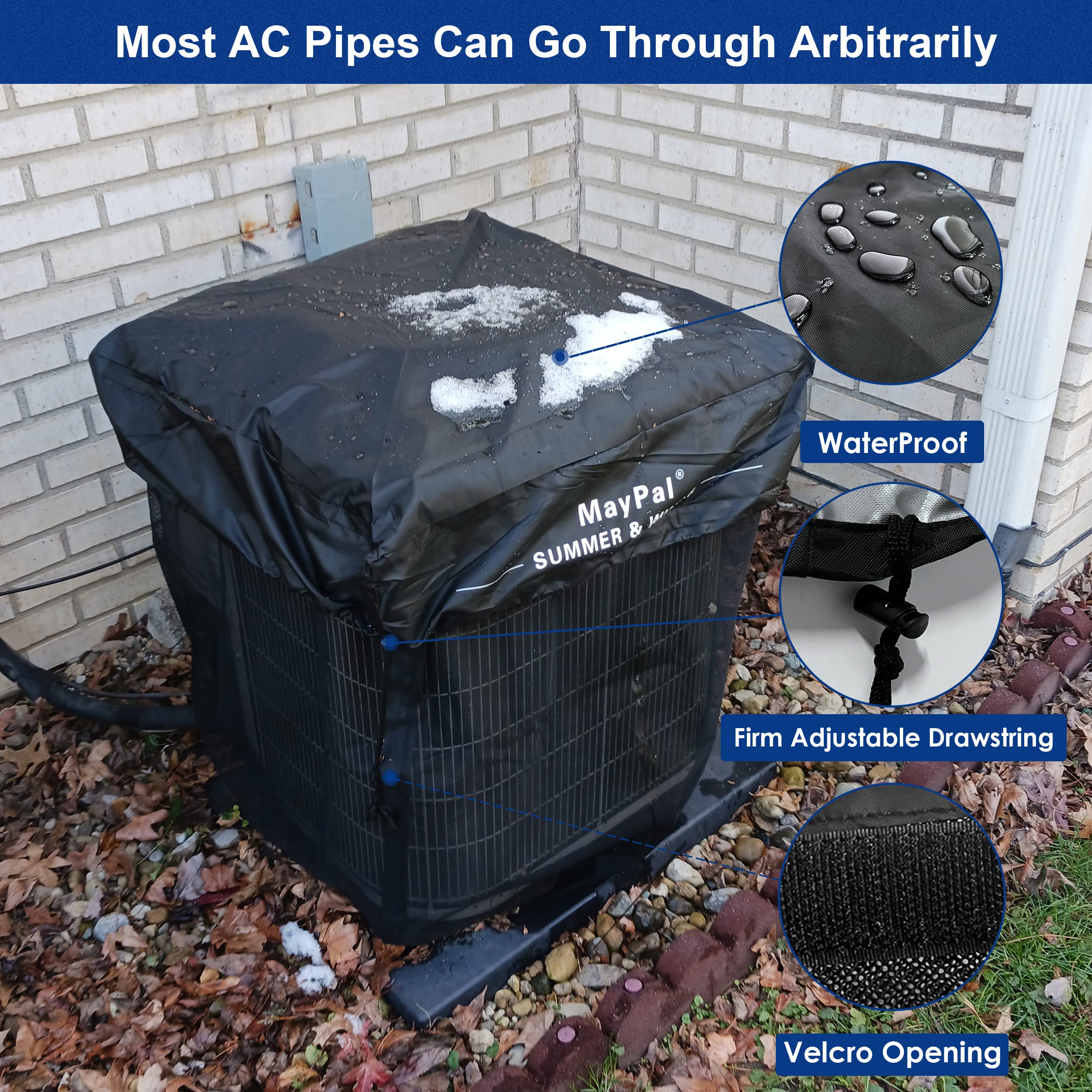 2 in 1 Air Conditioner Covers for Outside Units,Full Mesh & Detachable Waterproof Top AC Unit Defender Cover for All Season,Protect from Leaves,Snow & Dust 32"*32"*36"