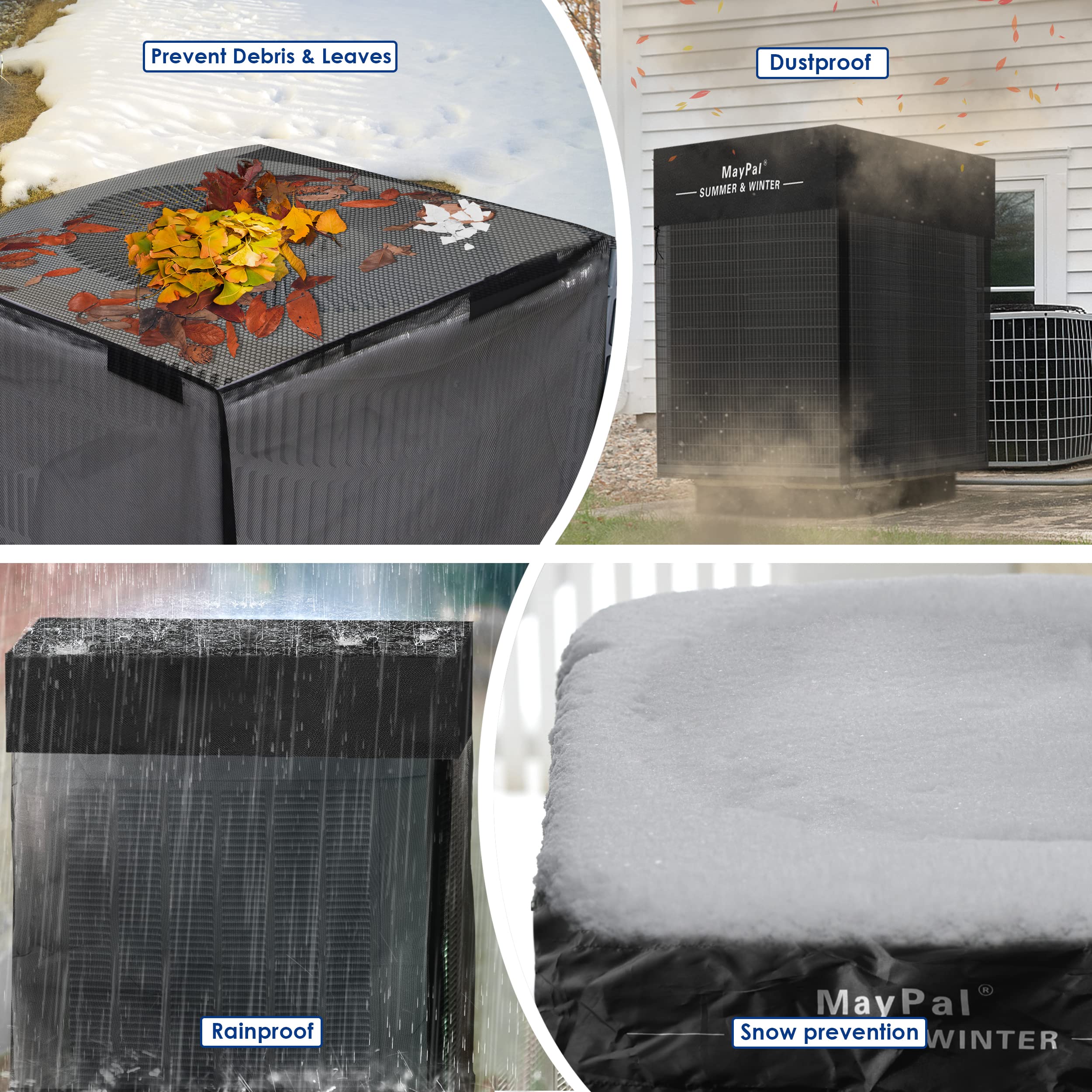 2 in 1 Air Conditioner Covers for Outside Units,Full Mesh & Detachable Waterproof Top AC Unit Defender Cover for All Season,Protect from Leaves,Snow & Dust 32"*32"*36"