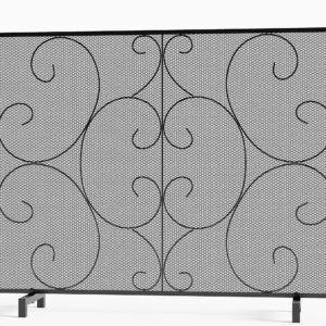 Kingson Single Panel Decorative Flat Fireplace Screen Cover Handcrafted Durable Metal Mesh, Heat-Resistant Free Standing Fire Spark Guard Mesh 37.8" L x 8.8" W x 30.7" H