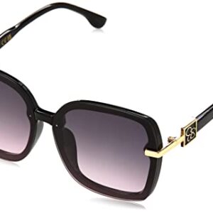 Jessica Simpson Womens J6112 Oversized Square Sunglasses With 100% Uv Protection. Glam Gifts For Her, 64 Mm, Black, 64 Mm US