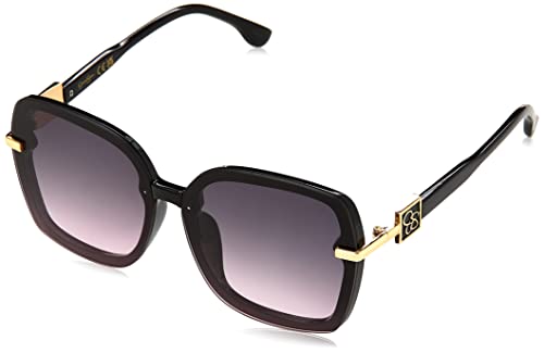 Jessica Simpson Womens J6112 Oversized Square Sunglasses With 100% Uv Protection. Glam Gifts For Her, 64 Mm, Black, 64 Mm US