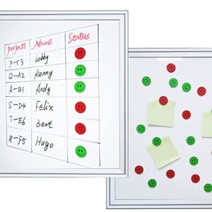 KAARP Double Sided Smiley Face Magnets for Whiteboard, Red Magnets and Green Magnets in One (1 inch) (XL003)