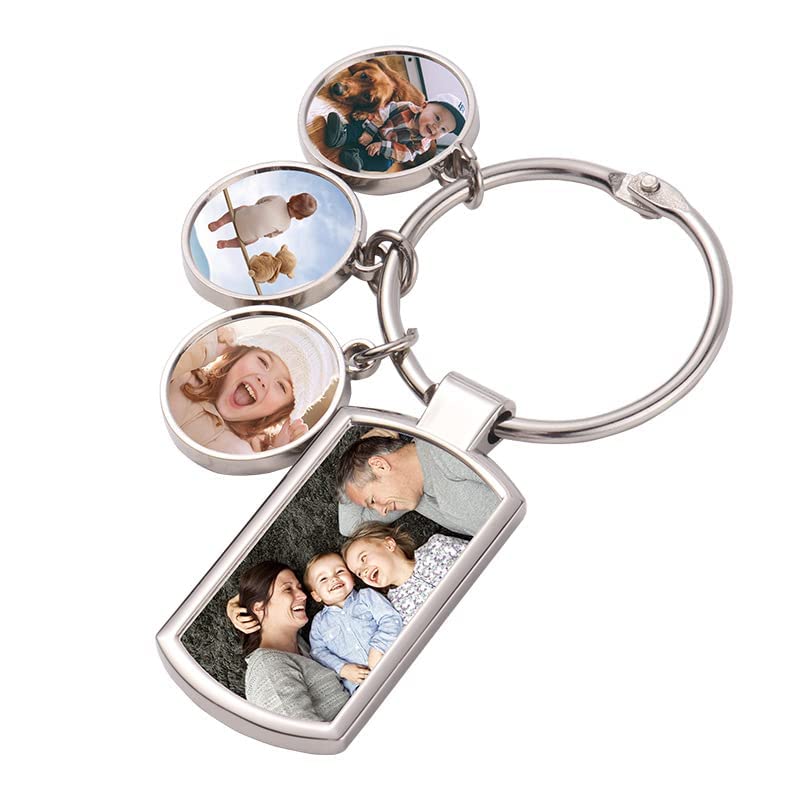 Colorful Photos Personalized Custom Keychain, Llaveros Personalizados Picture Key Chains Memorial Gifts for Family Lover