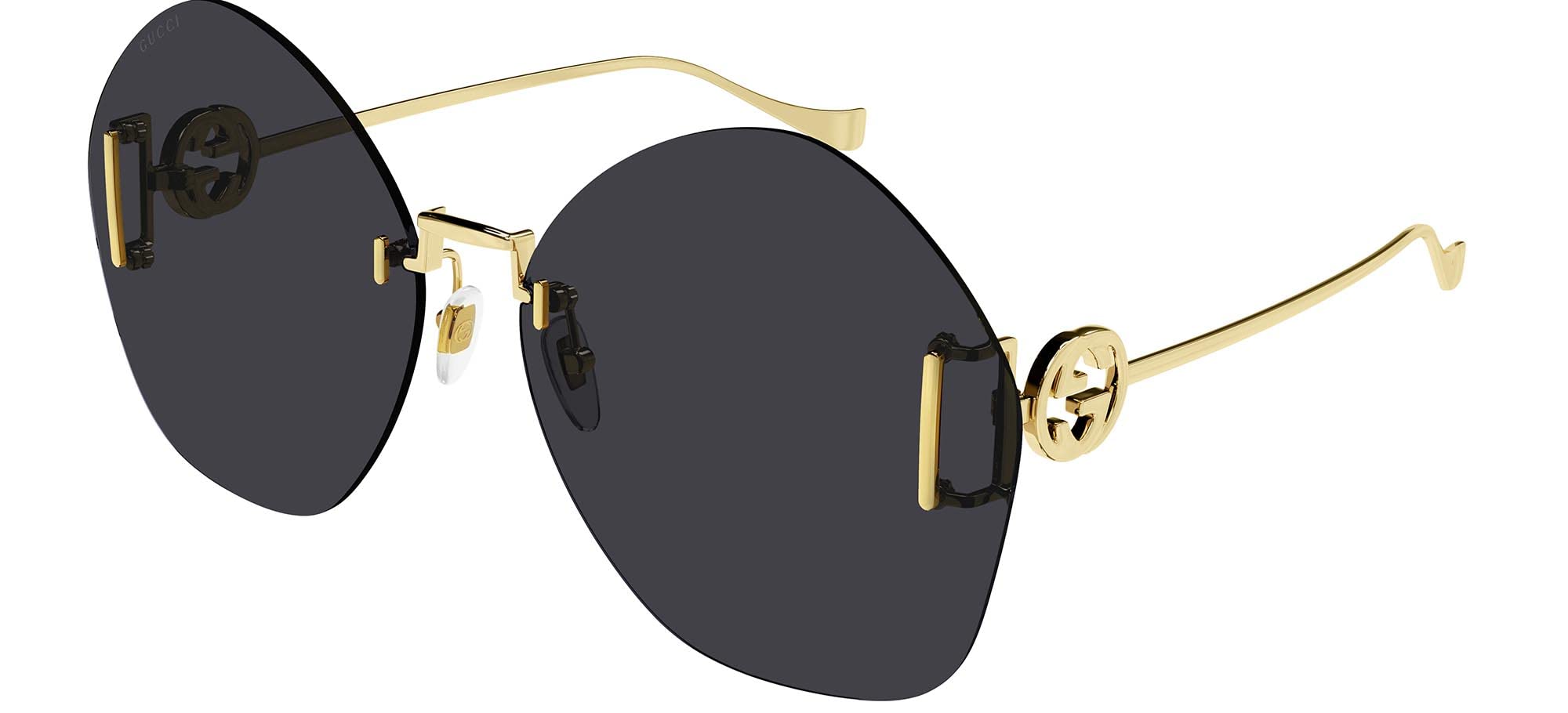 Gucci GG1203S 002 Sunglasses Women's Gold/Grey Oval Shape 65mm