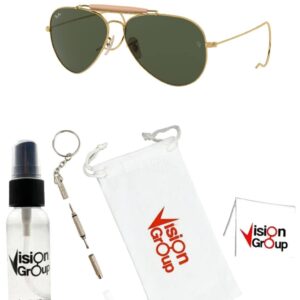 Ray-Ban RB3030 Outdoorsman I Sunglasses + Vision Group Accessories Bundle (Arista/Crystal Green (L0216)