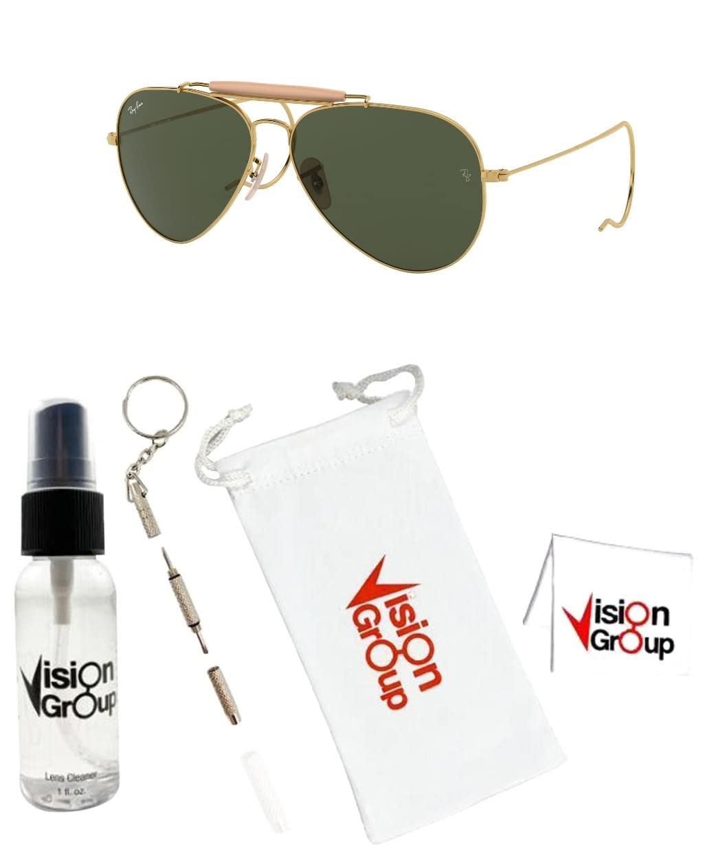 Ray-Ban RB3030 Outdoorsman I Sunglasses + Vision Group Accessories Bundle (Arista/Crystal Green (L0216)