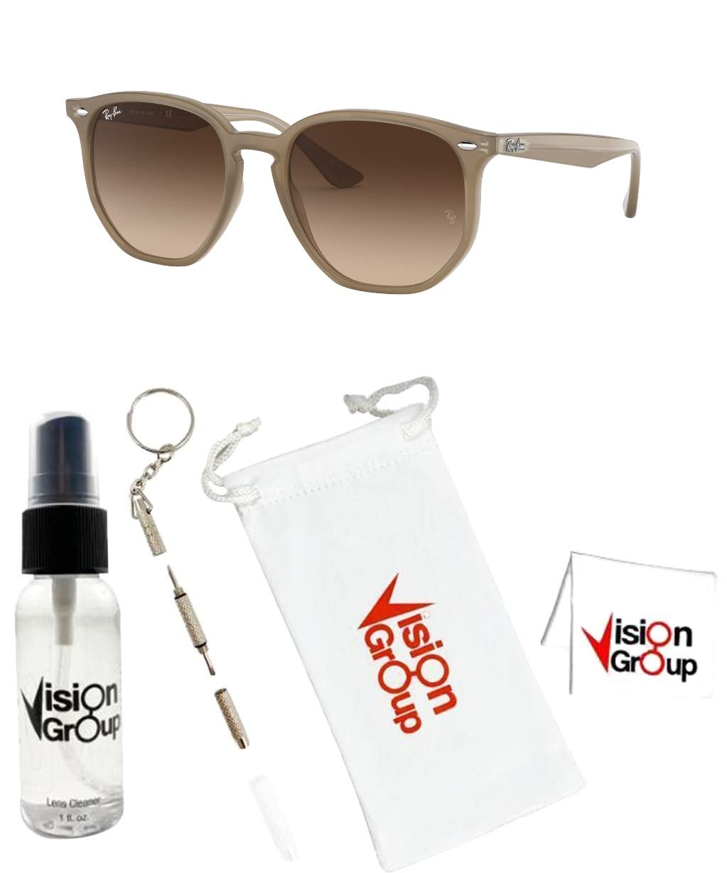 Ray-Ban RB4306 Sunglasses + Vision Group Accessories Bundle (Opal Beige/Brown Gradient (616613))