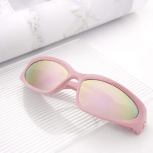 knliwkm Y2K Wrap Around Sunglasses Fashion Rave Metallic Chrome Space Alien Glasses Futuristic Shades Sports for Women Men