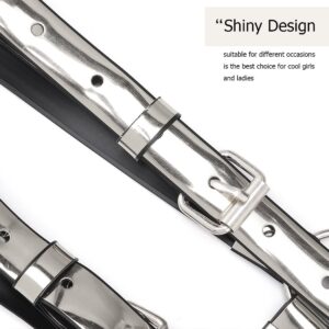 BODIY Women High Waisted Harness Belt Silver Mirror Waist Strap Belts Rave Punk Rock Belts