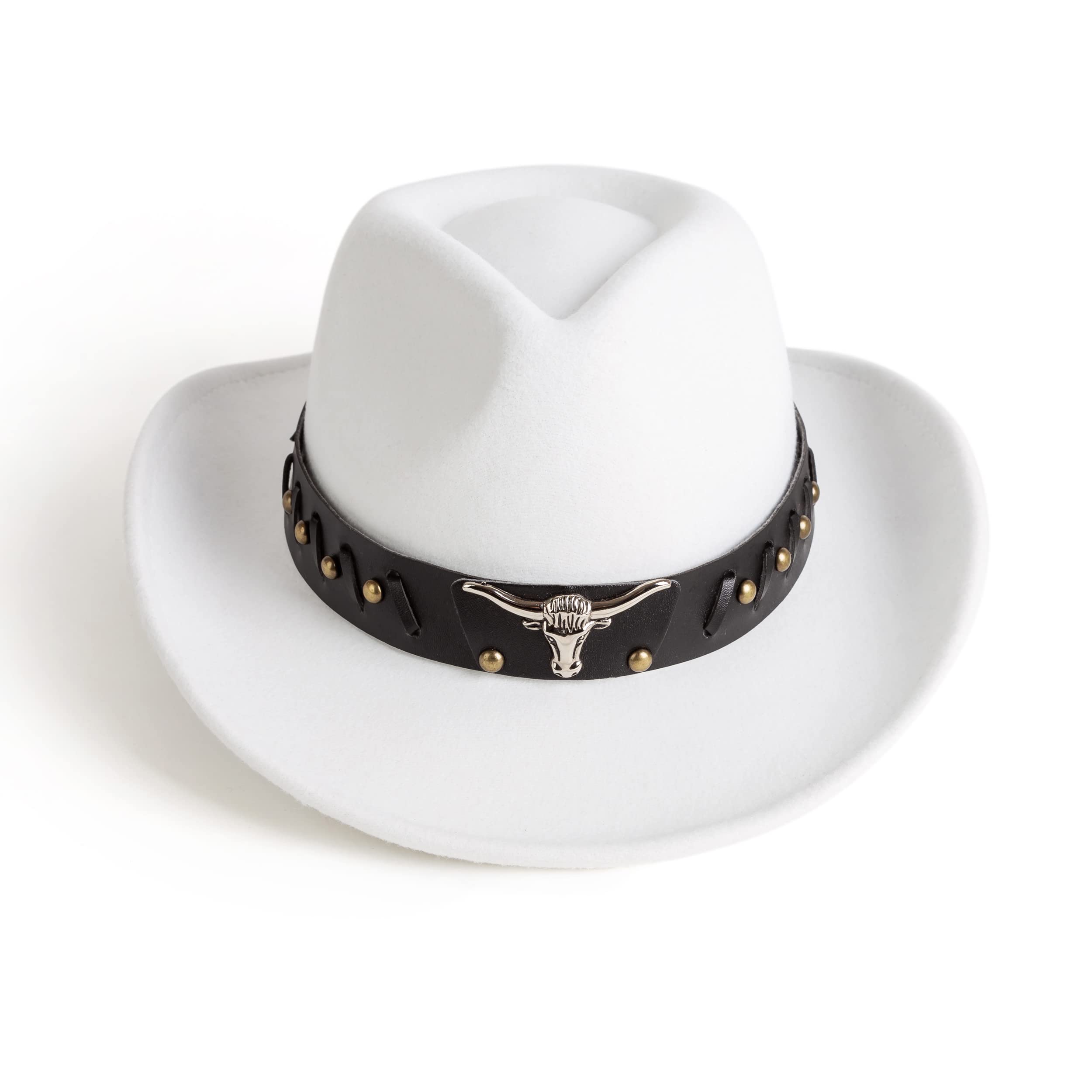 Zokunari Womens Western Cowboy Cowgirl Hats with Belt Buckle White