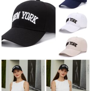 WODXCOR Classic Baseball Cap New York Embroidery 100% Cotton Adjustable Dad Hat Men and Women (Black)