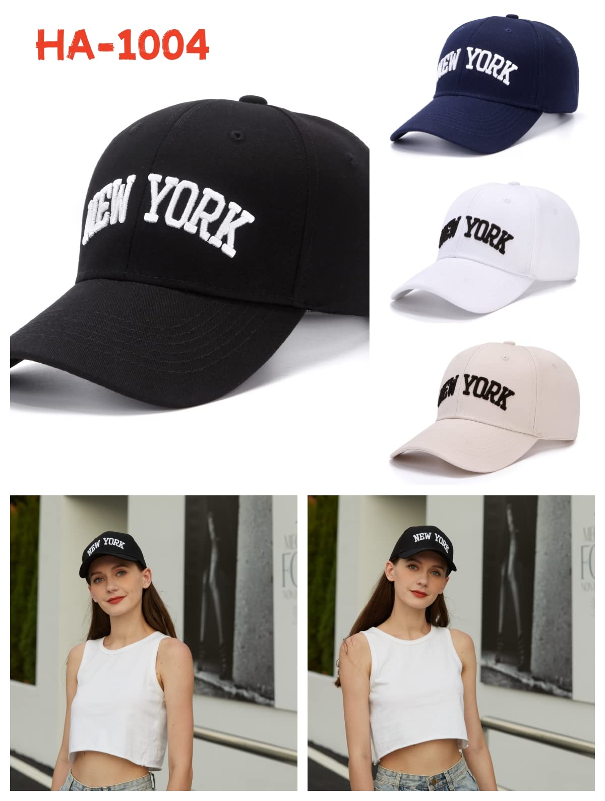 WODXCOR Classic Baseball Cap New York Embroidery 100% Cotton Adjustable Dad Hat Men and Women (Black)