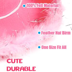 YBHOMINE Cowboy Hat with Bandana - Feather Boa Cowgirl Hat for Women & Men,bachelorette party Halloween Dress-Up (Pink)