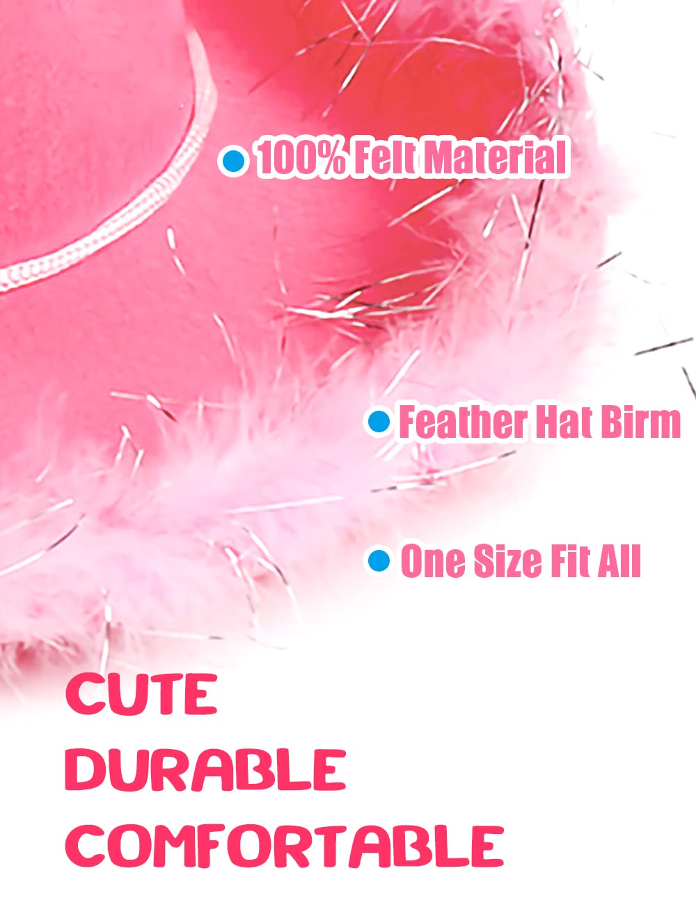 YBHOMINE Cowboy Hat with Bandana - Feather Boa Cowgirl Hat for Women & Men,bachelorette party Halloween Dress-Up (Pink)