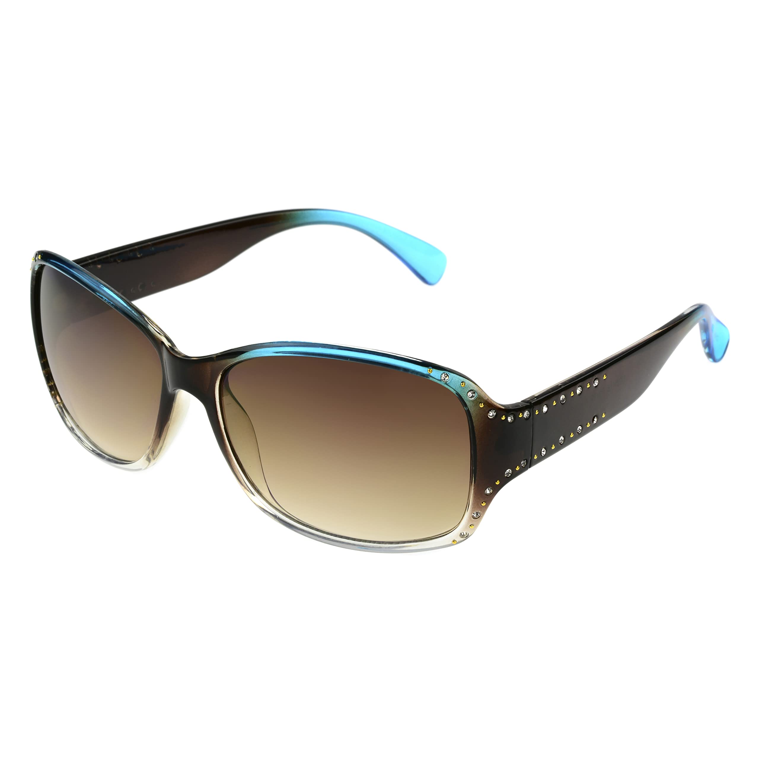 Panama Jack Women's Studded Square Sunglasses, Turquoise/Blue Crystal, 59