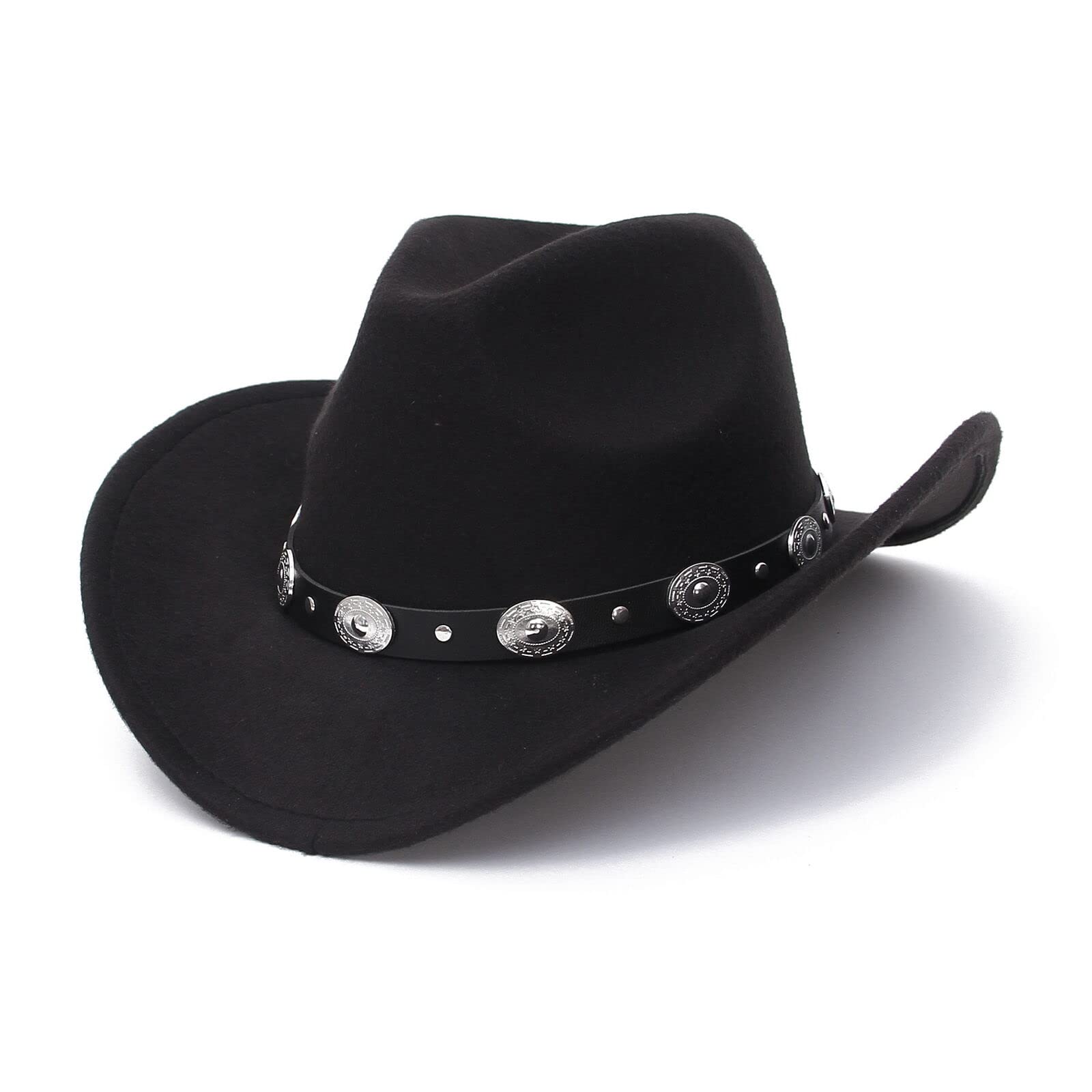 Utaly Womens Felt Western Cowboy Hats for Men Wide Brim Cowgirl Fedoras Hat with Belt Buckle