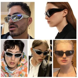 KENBO Y2K Sunglasses Wrap Around Futuristic Sunglasses Trendy for Men Women Shield Mask Visor Glasses