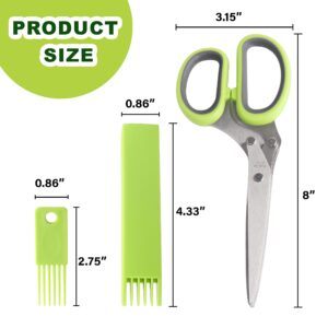 LUVCOSY 3 Packs Herb Scissors Set - 5 Blades Herb Scissors with Herb Stripper, 2 Packs Herb Stripper Tools with Safe Cover, Cool Kitchen Gadgets for Cutting Fresh Garden Herbs