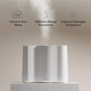 Vitruvi Cloud Bedside Humidifier, White Humidifier, 24 Hr Run Time, 602ft Coverage, Large Home Bedroom, Baby Room - Includes 3 Month Filter