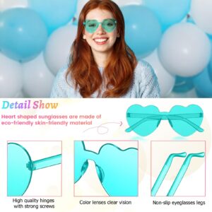 RTBOFY 24 Pack Blue Heart Sunglasses, Heart Shaped Sunglasses with Transparent Candy Color for Women Party Favor……