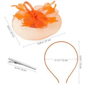 ABOOFAN Fascinator Hats for Women Tea Party Headband Headwear Wedding Cocktail Halloween Accessory Orange