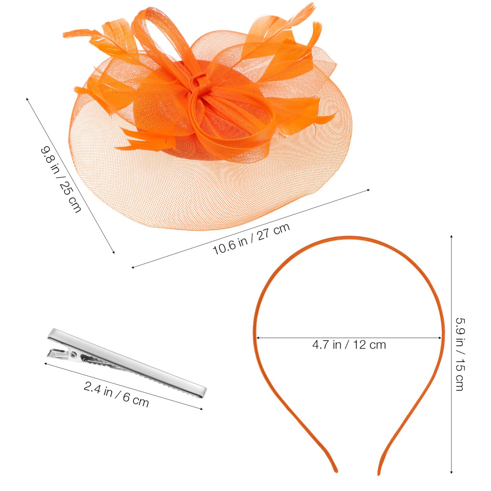 ABOOFAN Fascinator Hats for Women Tea Party Headband Headwear Wedding Cocktail Halloween Accessory Orange