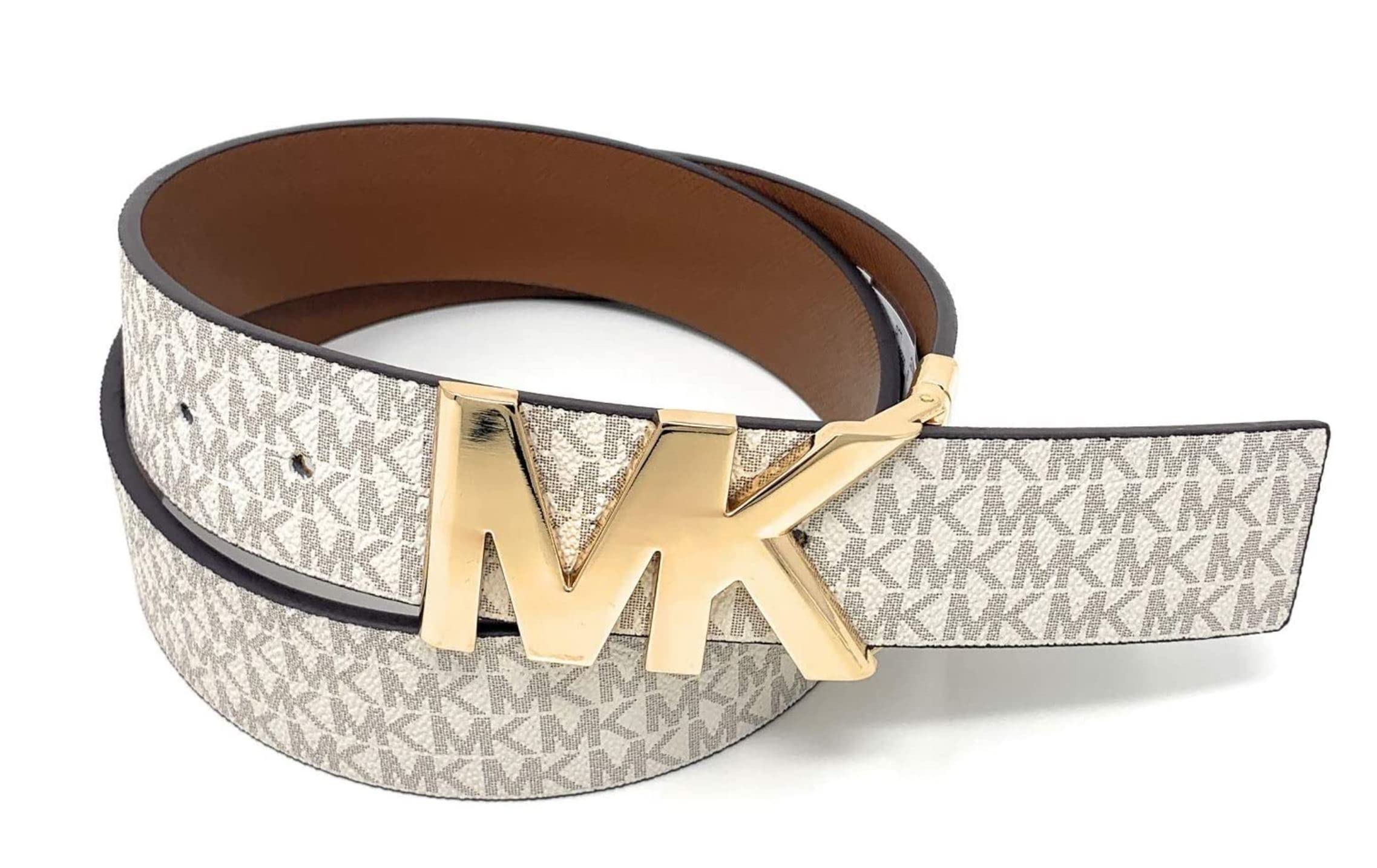 Michael Kors Signature Reversible Buckle 558732 Belt (Vanilla, Large)