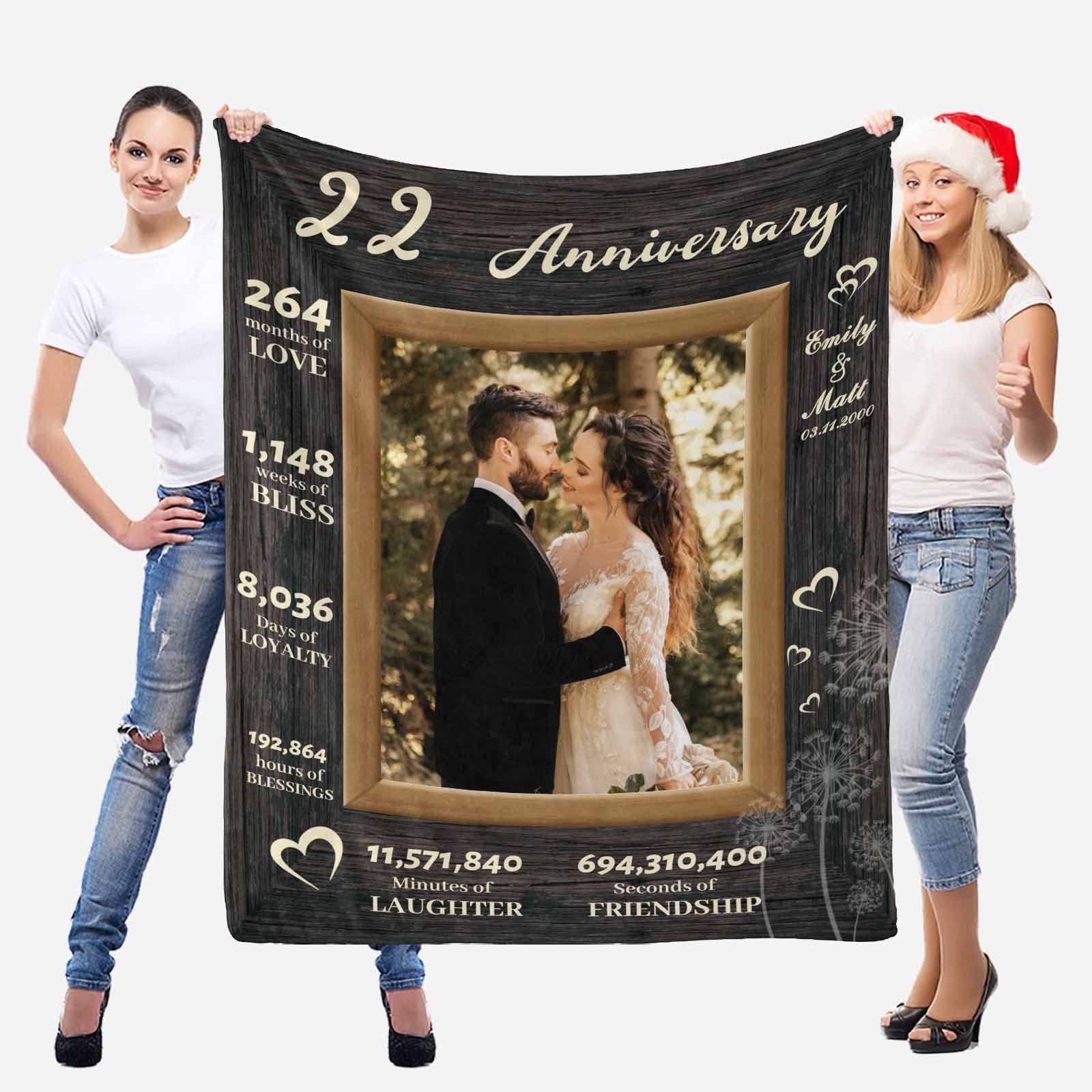 22nd Anniversary Wedding Gifts Blanket, 22nd Anniversary Wedding Gifts for Valentine Couple/Wife/Husband, 22 Years of Marriage Gifts Blanket for Dad Mom 40 x 50 Inches