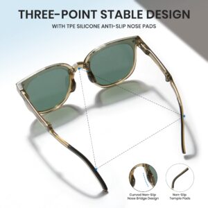 Cyxus Trendy Polarized Folding Cat Eye Sunglasses Women Men Uv400 Protection Anti Glare TR90 Ultralight Foldable frame 1801 Green