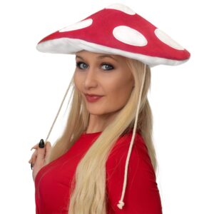 comfycamper mushroom hat costume - fedora hat red cap - women girls adult - cosplay roleplay halloween (adult)