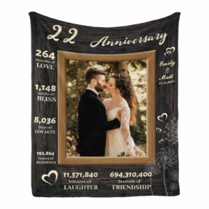 22nd anniversary wedding gifts blanket, 22nd anniversary wedding gifts for valentine couple/wife/husband, 22 years of marriage gifts blanket for dad mom 40 x 50 inches