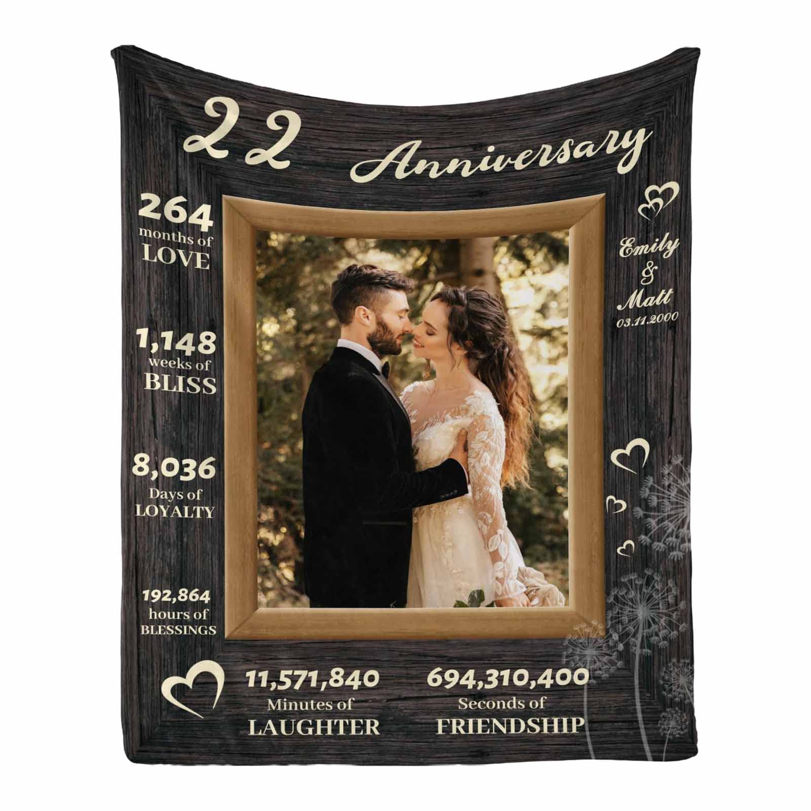 22nd Anniversary Wedding Gifts Blanket, 22nd Anniversary Wedding Gifts for Valentine Couple/Wife/Husband, 22 Years of Marriage Gifts Blanket for Dad Mom 40 x 50 Inches