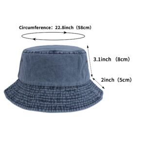 kozinu Washed Cotton Bucket Hats Packable Summer Outdoor Cap Travel Beach Sun Hat Plain Colors for Men Women